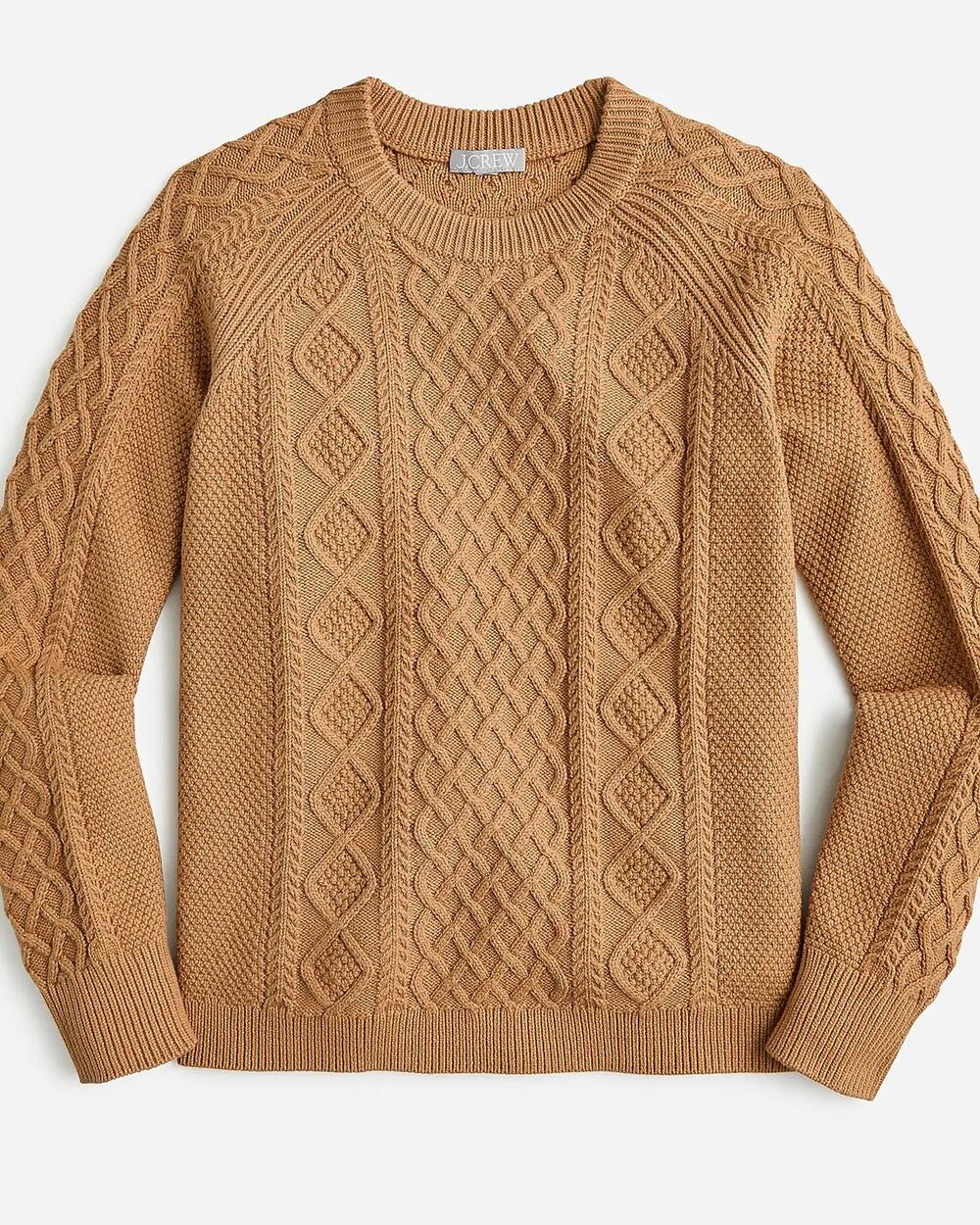 J. Crew Cotton Long Sleeve Crew Neck Cable-Knit Pullover Sweater Brown Womens S